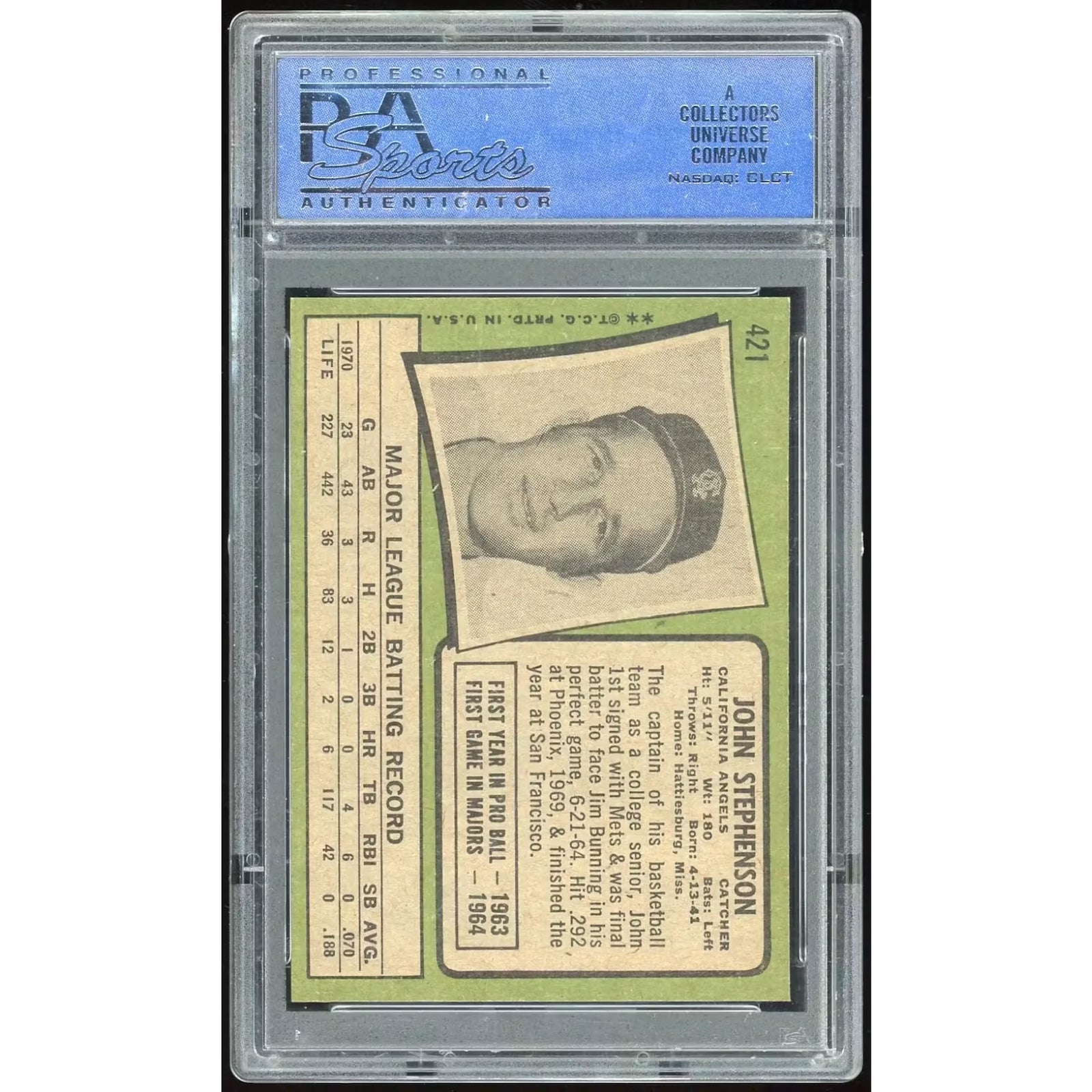 1971 Topps #421 John Stephenson Baseball Card | PSA 9