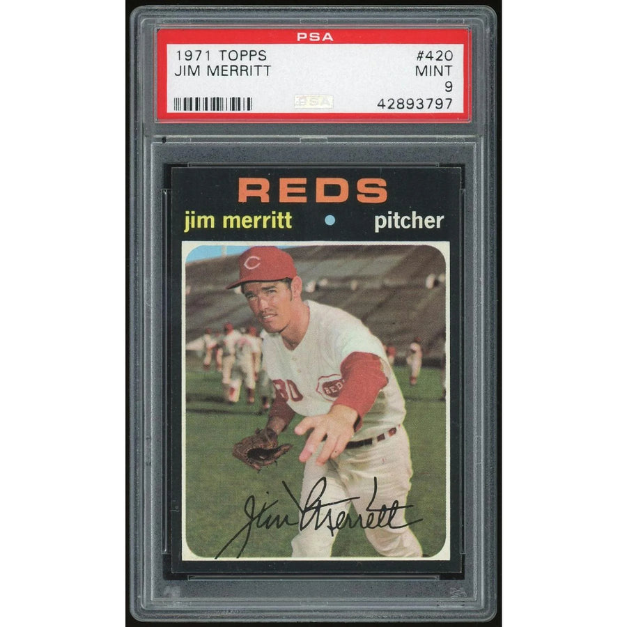 Jim Merritt 1971 Topps #420 Baseball Card | PSA 9
