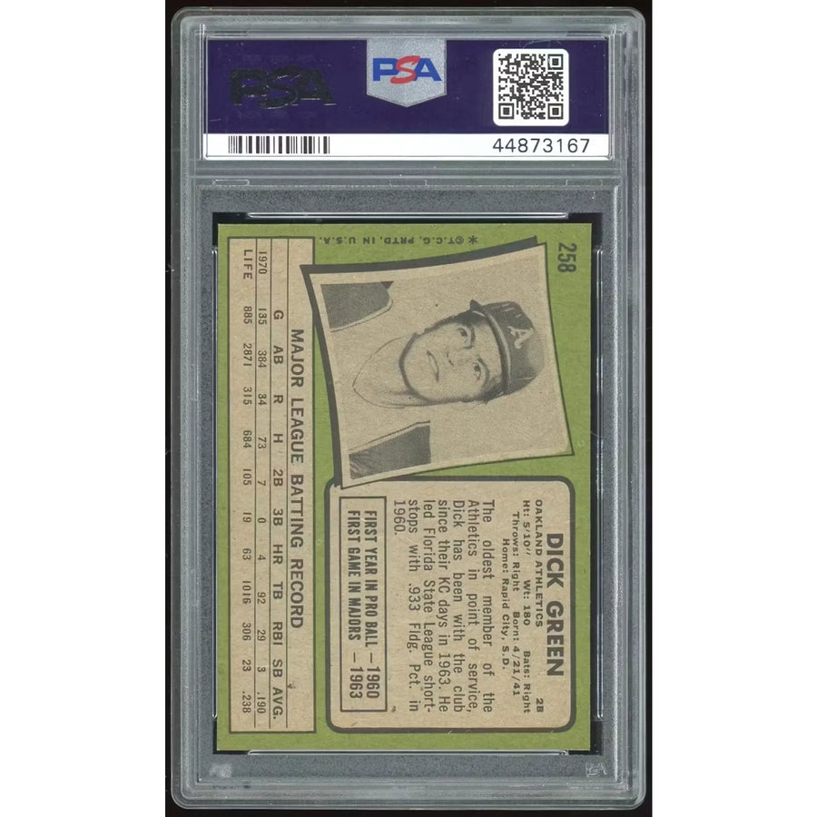 Dick Green 1971 Topps #258 Baseball Card | PSA 8
