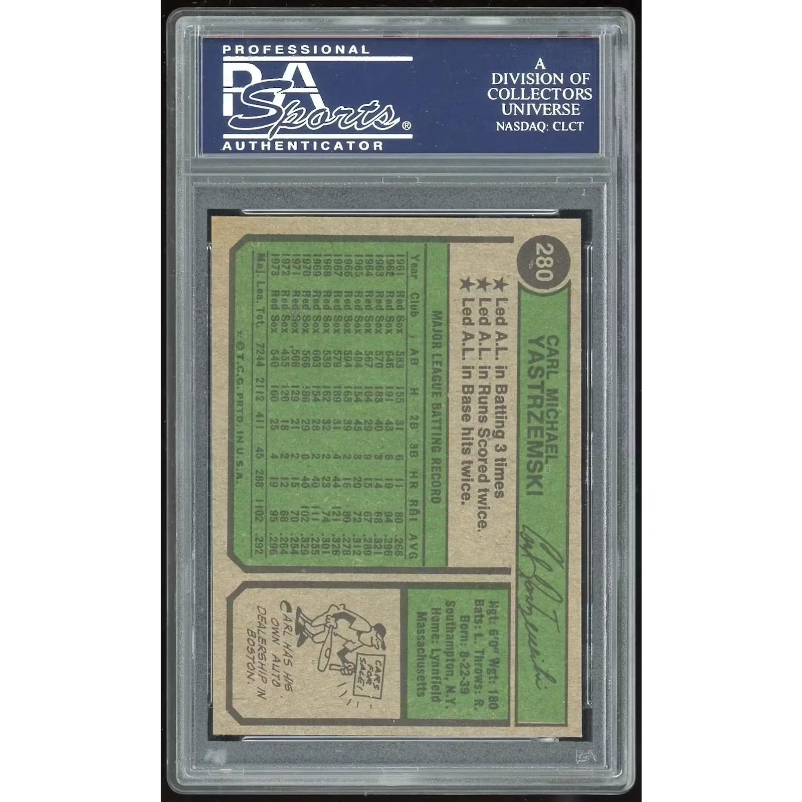 Carl Yastrzemski 1974 Topps #280 Baseball Card | PSA 9