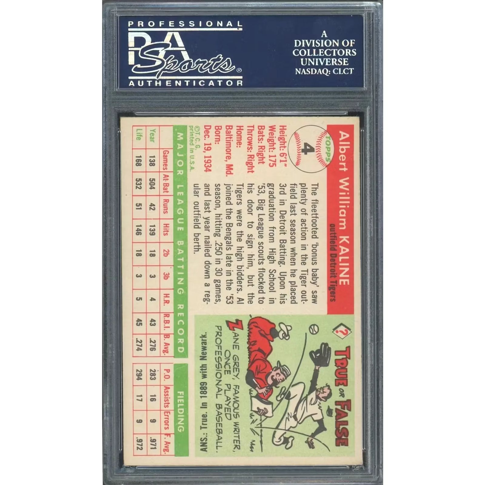 1955 Topps #4 Al Kaline Card | PSA 5.5