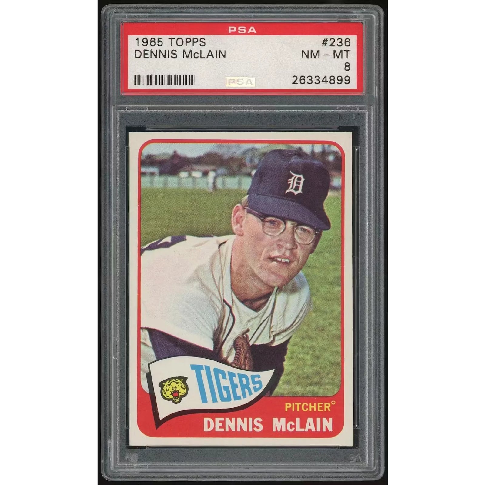 Denny McLain 1965 Topps #236 Rookie Card | PSA 8