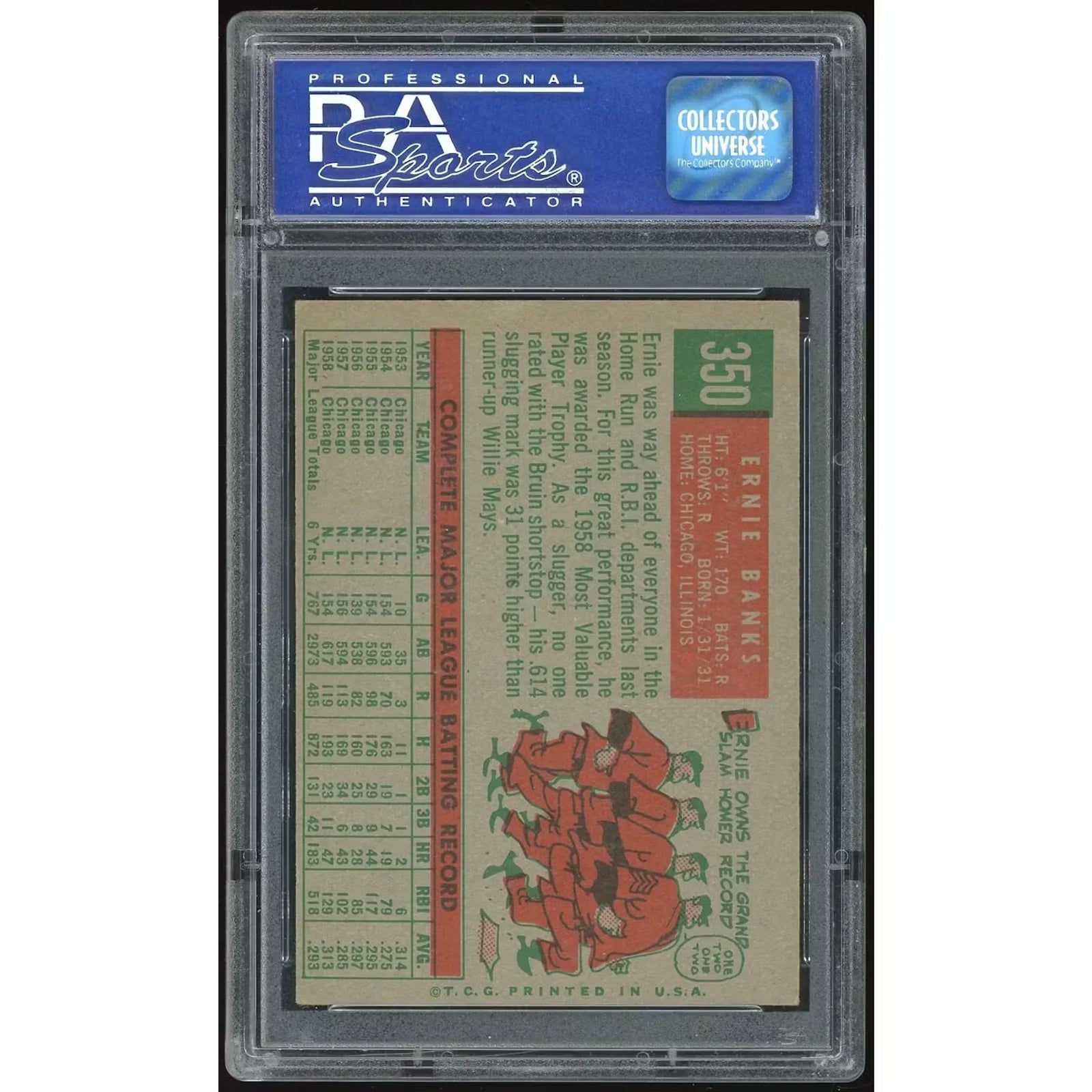 Ernie Banks 1959 Topps #350 Baseball Card | PSA 6