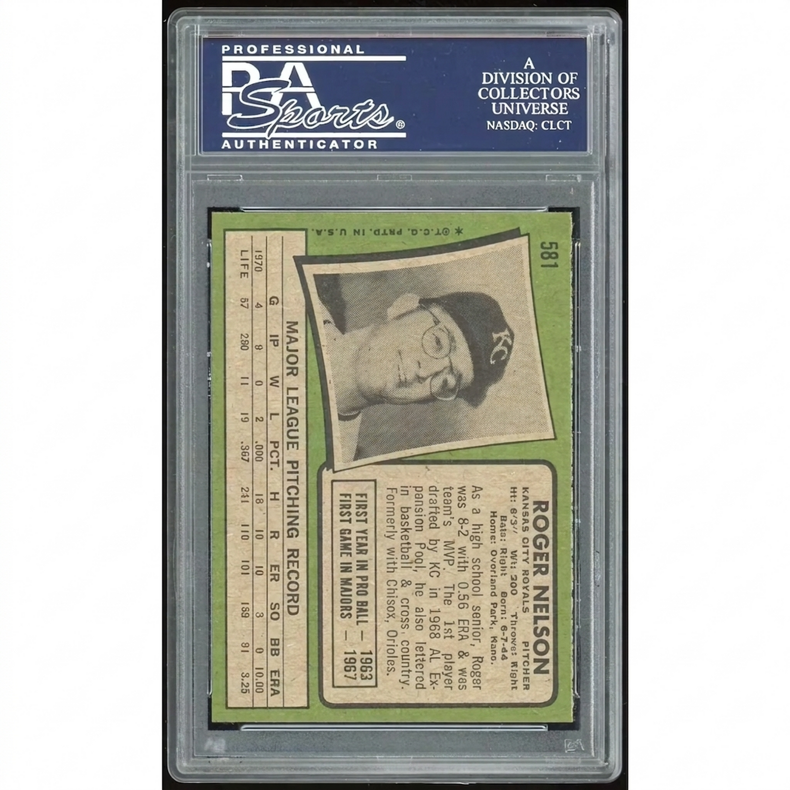 Roger Nelson 1971 Topps #581 Baseball Card | PSA 8