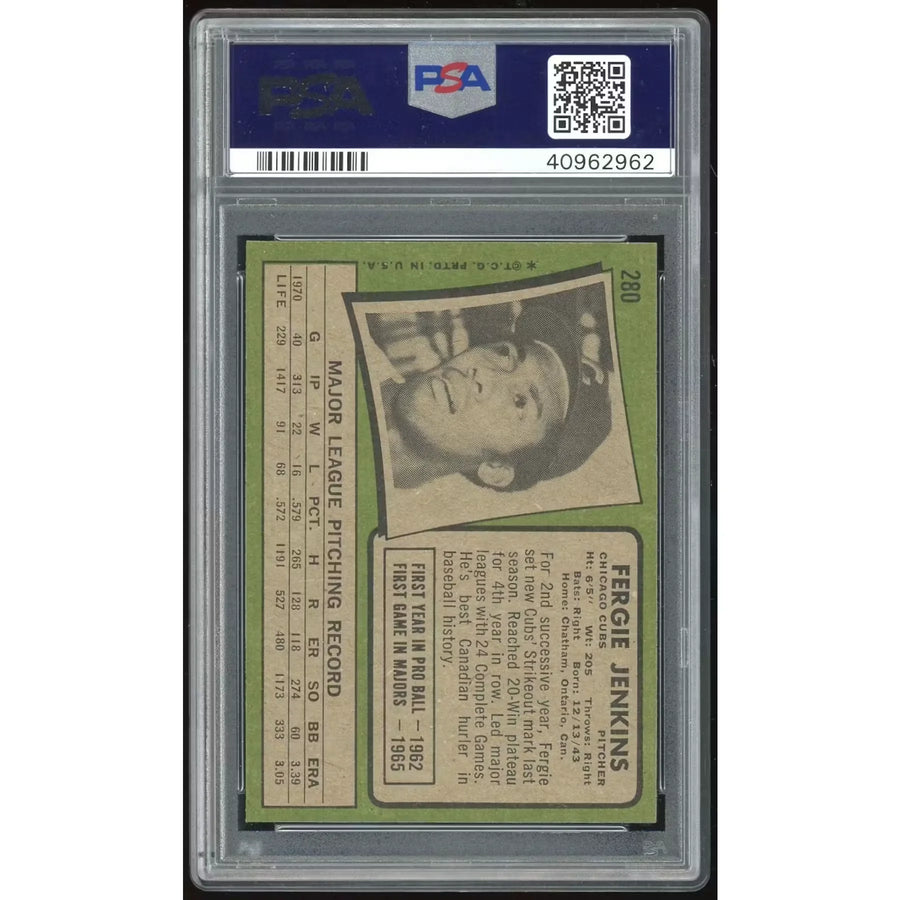 1971 Topps #280 Fergie Jenkins PSA 8 *2962 H2