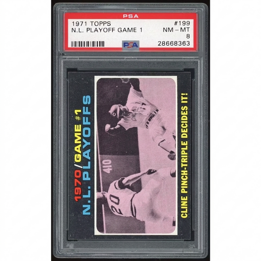 1971 Topps #199 NL Playoff Game 1 | PSA 8