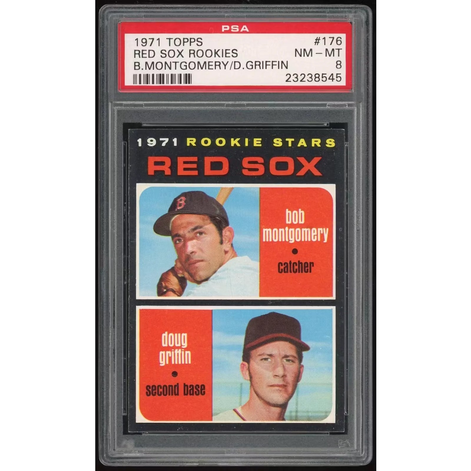 1971 Topps #176 Bob Montgomery/Doug Griffin Rookie Card | PSA 8