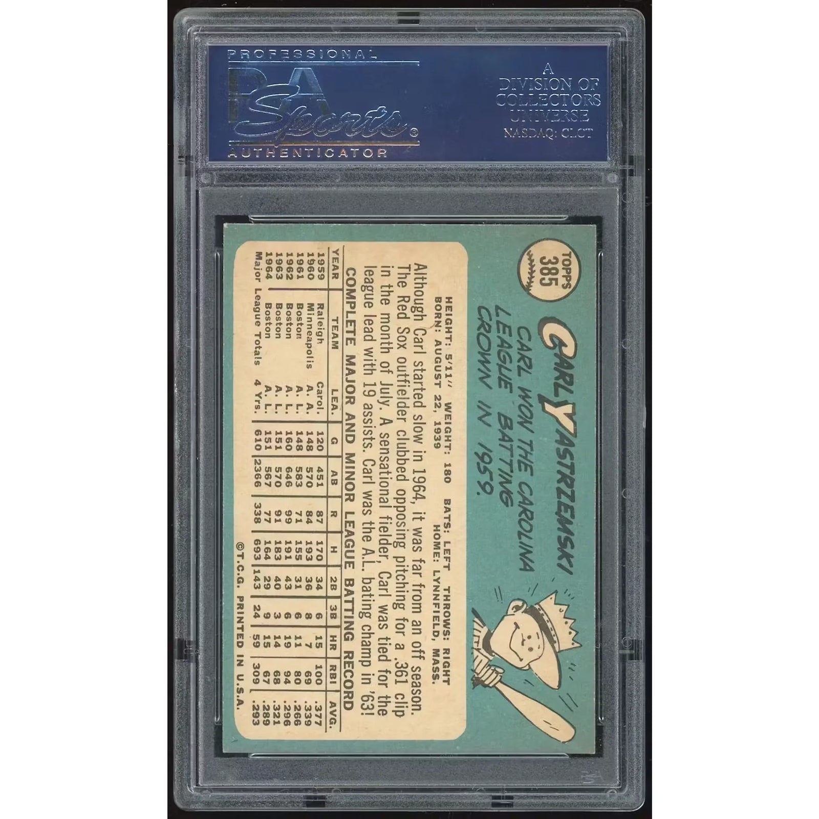 Carl Yastrzemski 1965 Topps #385 Baseball Card | PSA 7.5