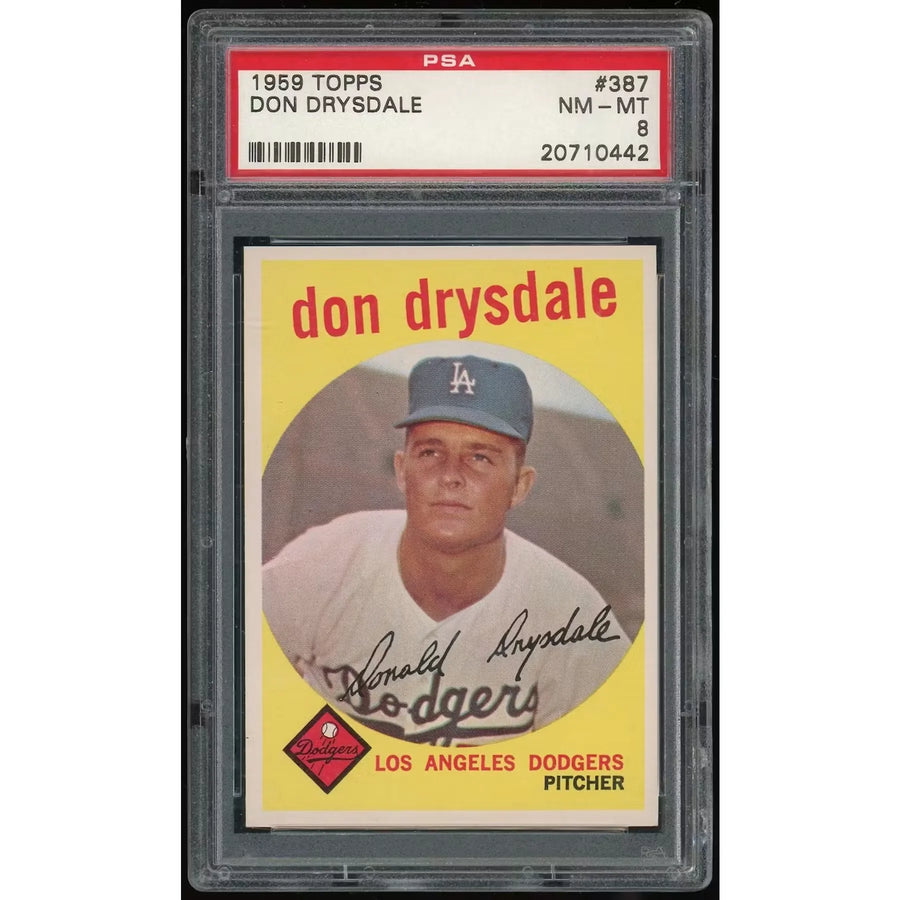 Don Drysdale 1959 Topps #387 Baseball Card | PSA 8