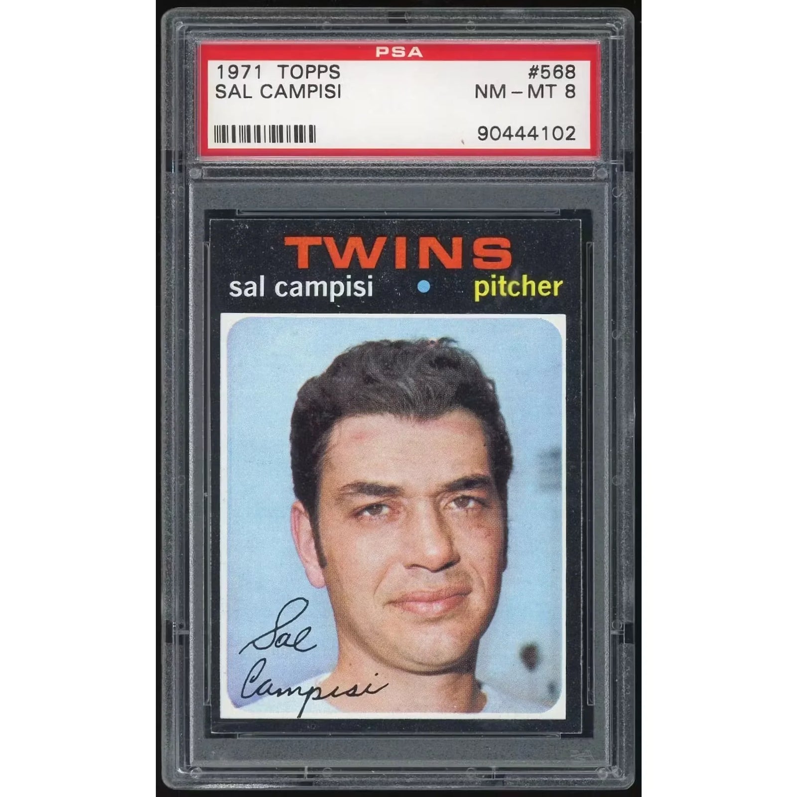 1971 Topps #568 Sal Campisi Baseball Card | PSA 8