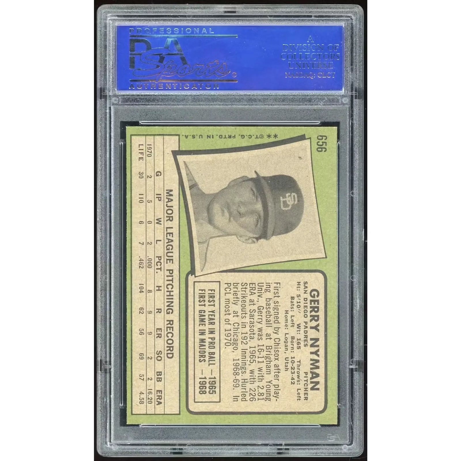 Gerry Nyman 1971 Topps #656 Baseball Card | PSA 8