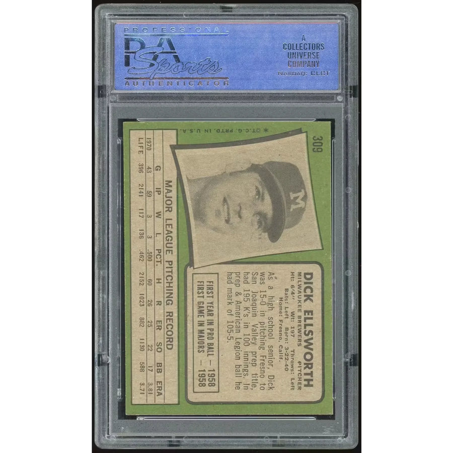 Dick Ellsworth 1971 Topps #309 Baseball Card | PSA 8