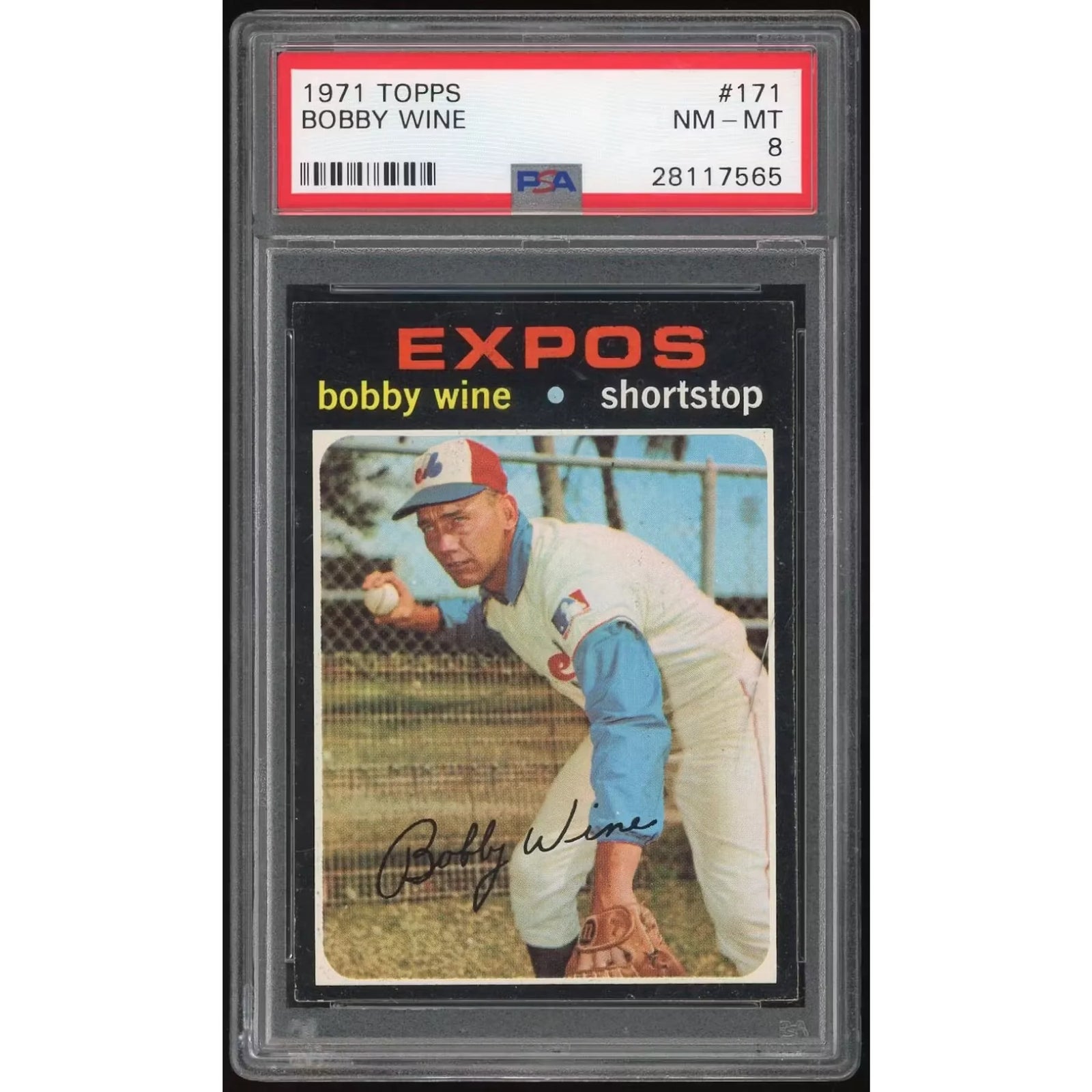 Bobby Wine 1971 Topps #171 Baseball Card | PSA 8