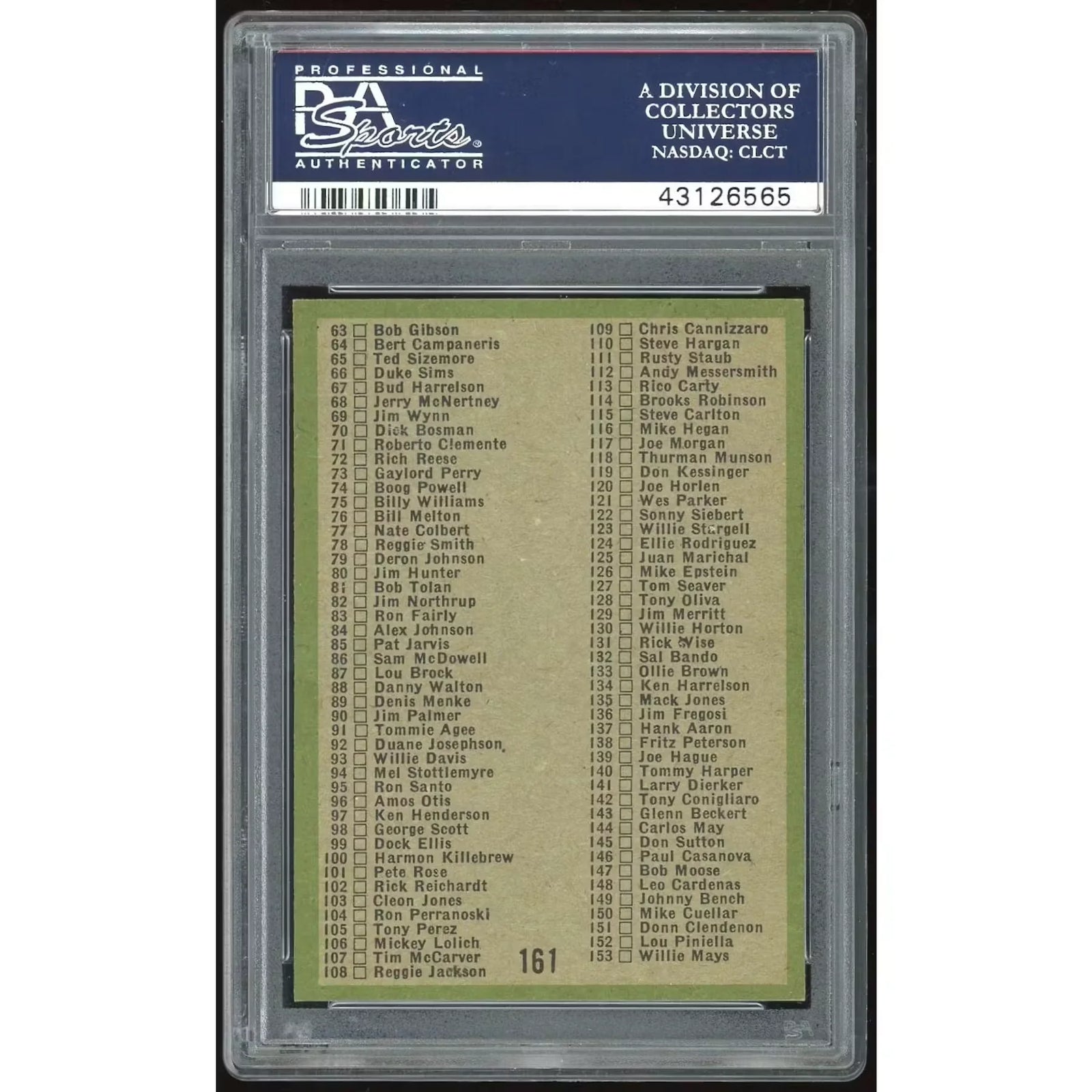 1971 Topps #161 Coins Checklist Card | PSA 9