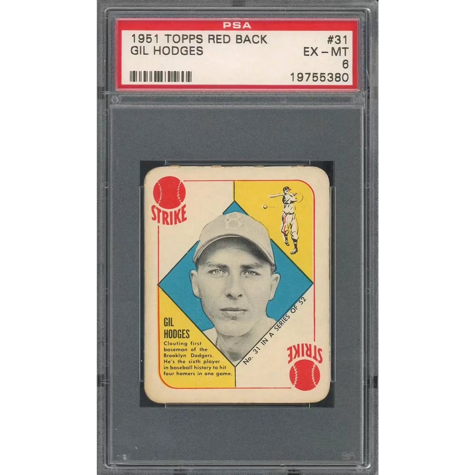Gil Hodges 1951 Topps Red Backs #31 | PSA 6