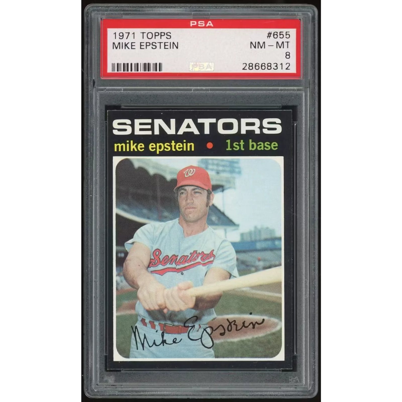1971 Topps #655 Mike Epstein Baseball Card | PSA 8
