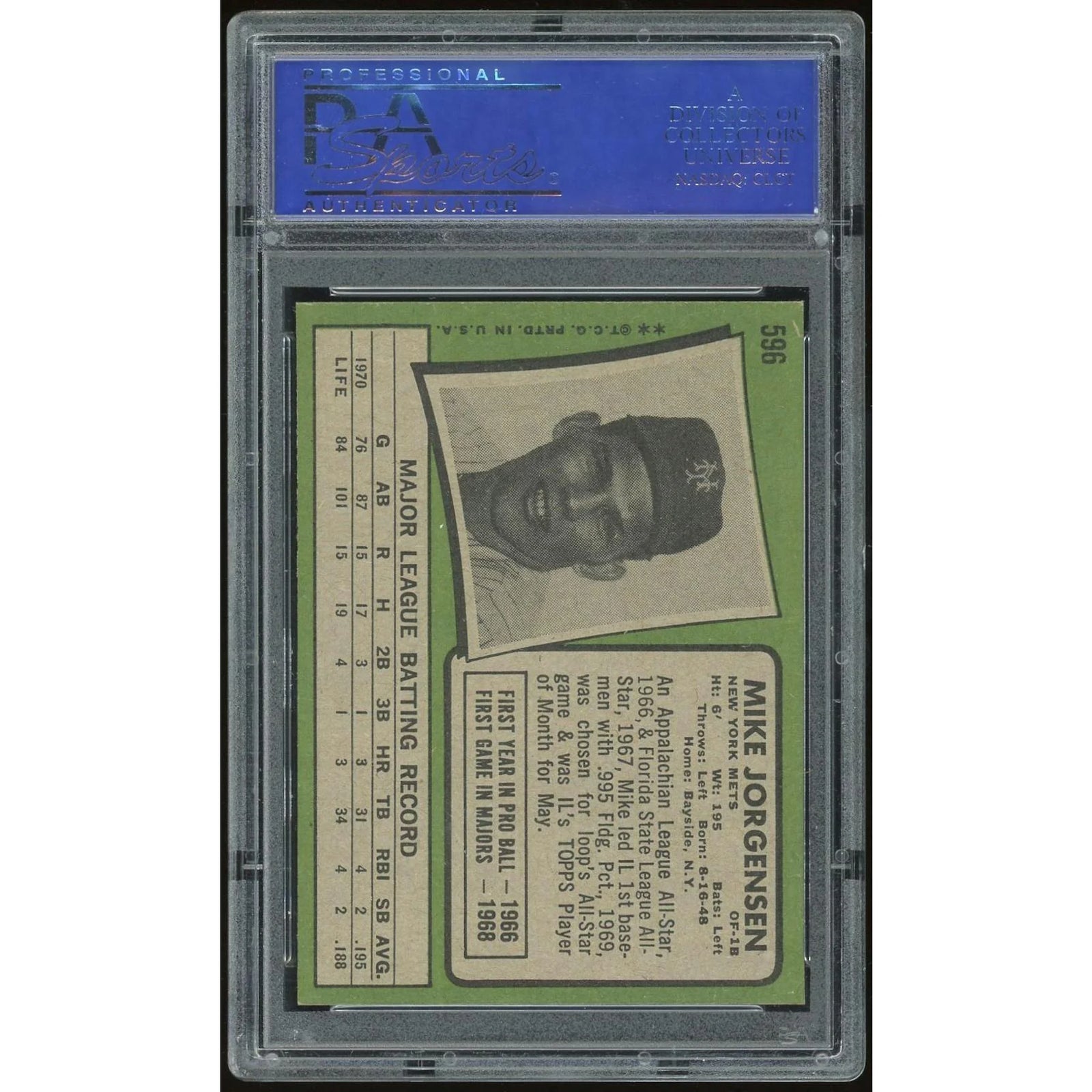 Mike Jorgensen 1971 Topps #596 Baseball Card | PSA 8