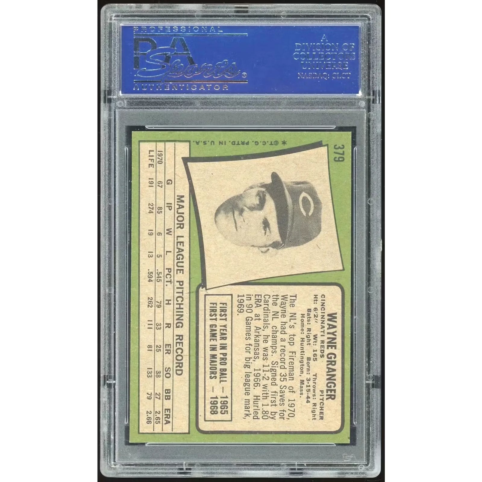 Wayne Granger 1971 Topps #379 Baseball Card | PSA 8