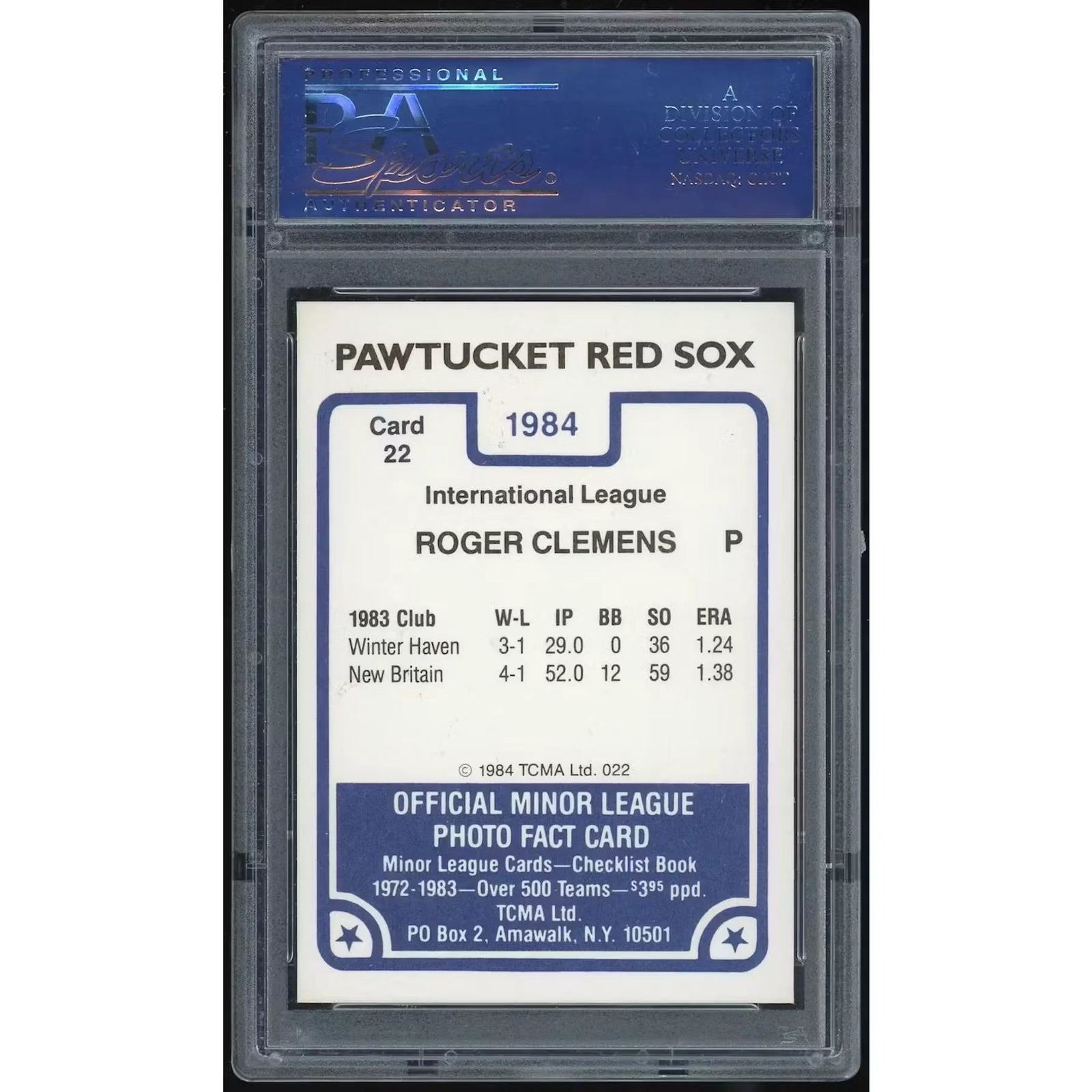 Roger Clemens 1984 TCMA Pawtucket #22 Card | PSA 8
