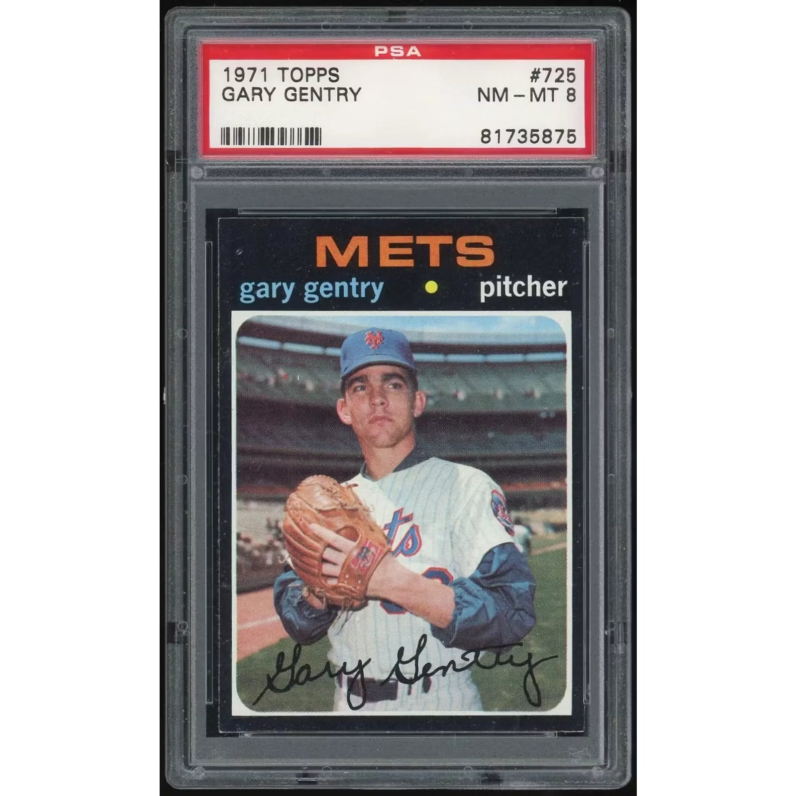 Gary Gentry 1971 Topps #725 Baseball Card | PSA 8