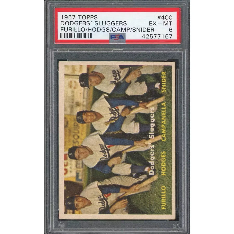 1957 Topps #400 Dodgers' Sluggers Baseball Card | PSA 6
