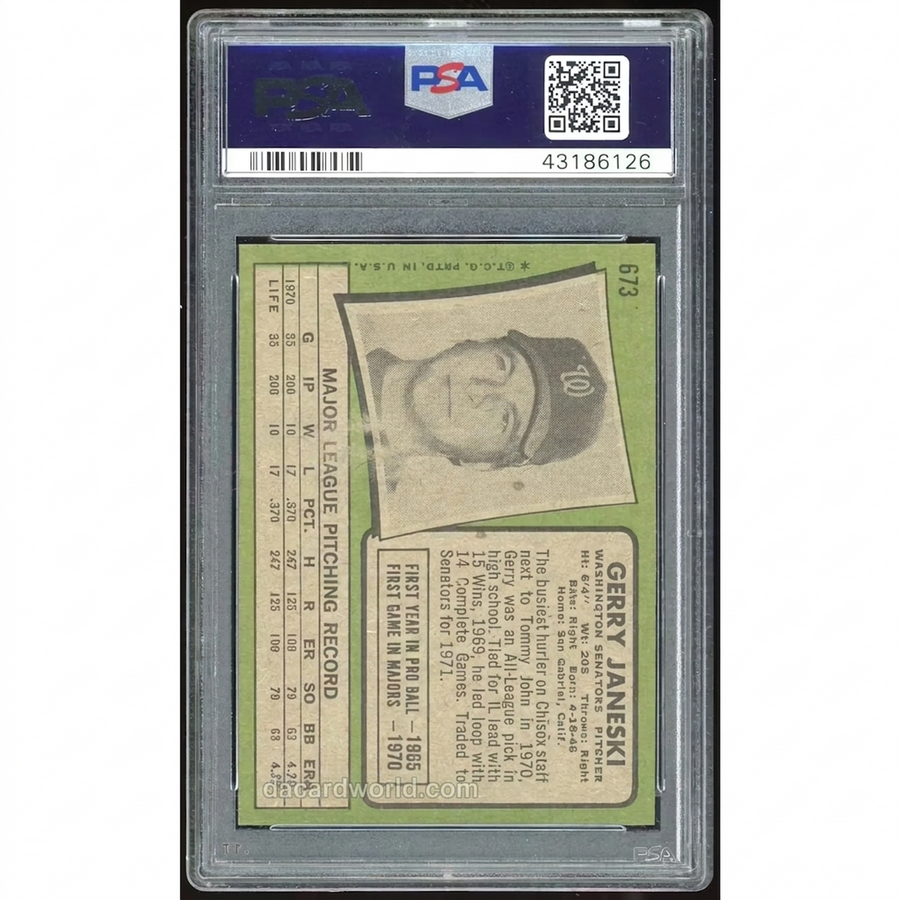 1971 Topps #673 Gerry Janeski Rookie Card | PSA 8