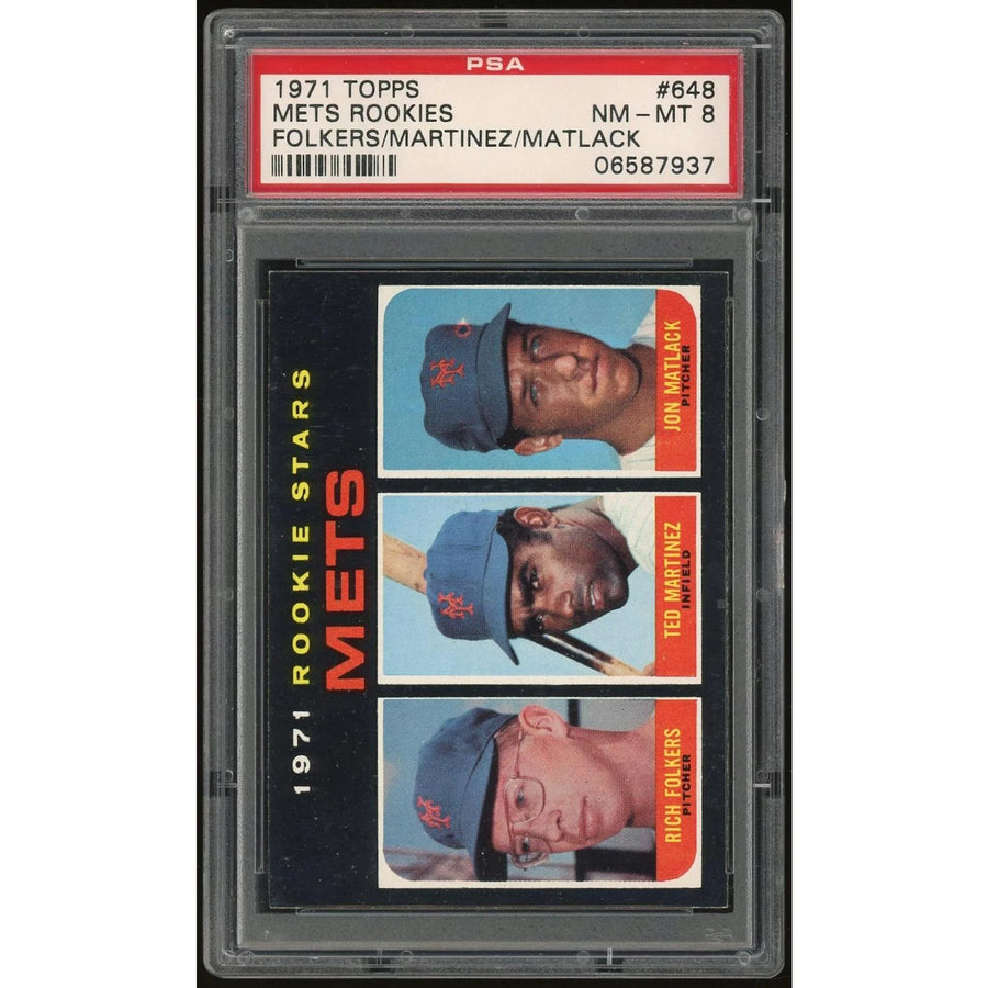 1971 Topps #648 Rich Folkers/Ted Martinez/Jon Matlack Rookie Card | PSA 8