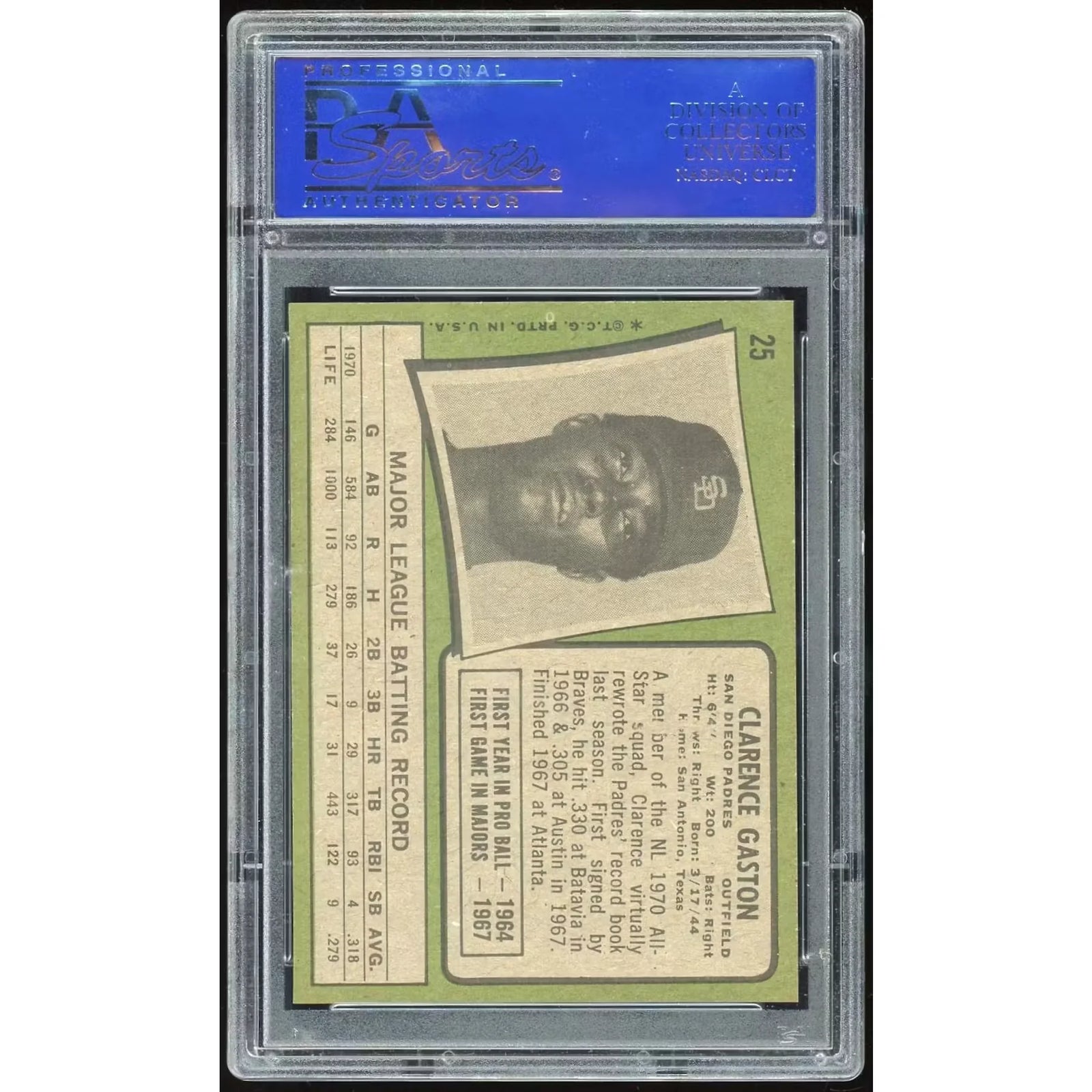 Clarence Gaston 1971 Topps #25 Baseball Card | PSA 8