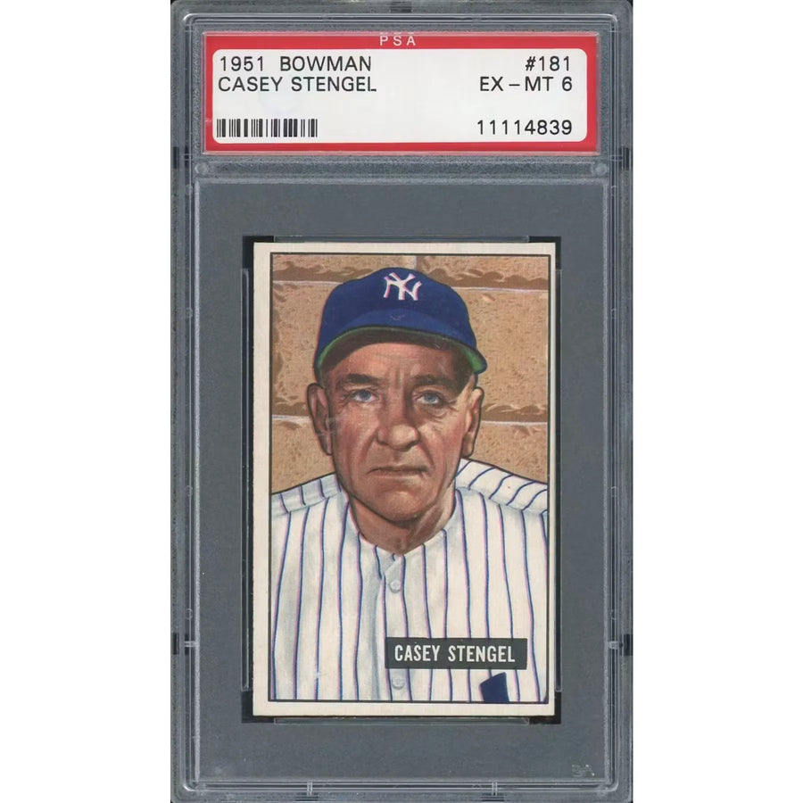 Casey Stengel 1951 Bowman #181 Baseball Card | PSA 6