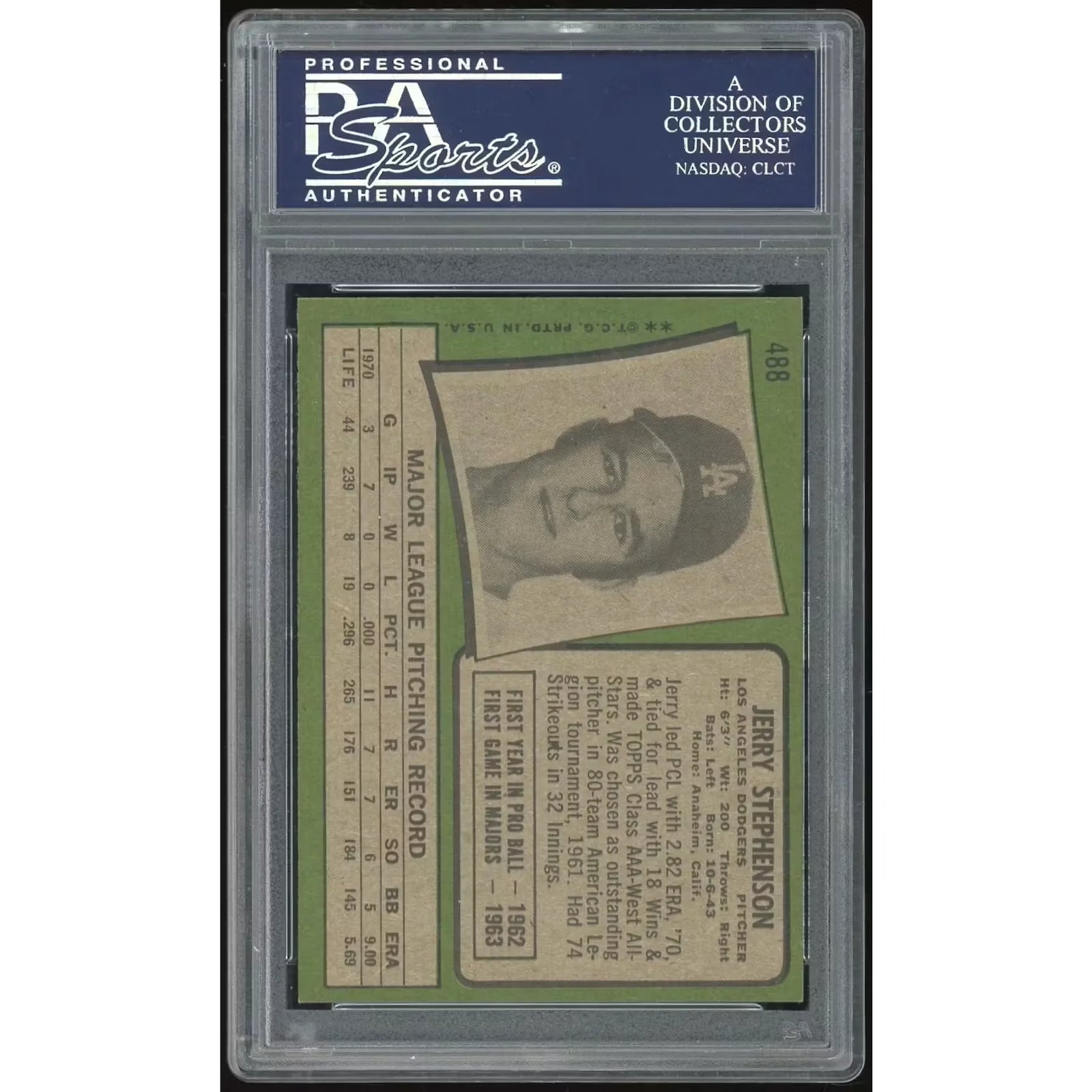 Jerry Stephenson 1971 Topps #488 Baseball Card | PSA 8