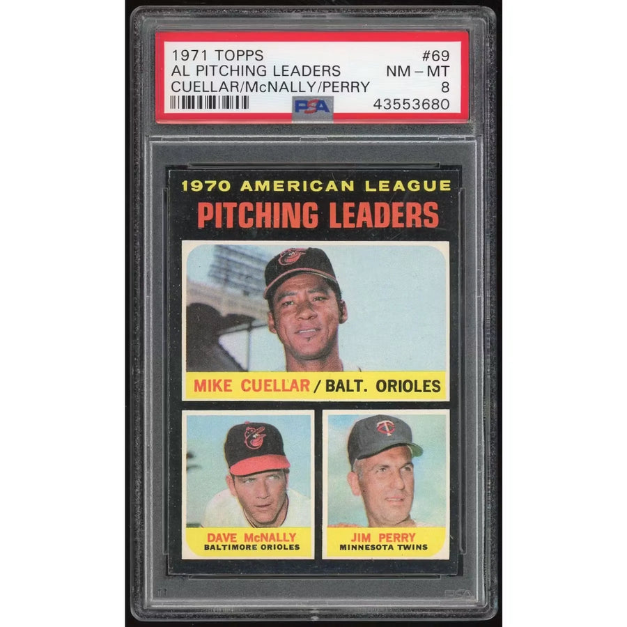 1971 Topps #69 AL Pitching Leaders Card | PSA 8