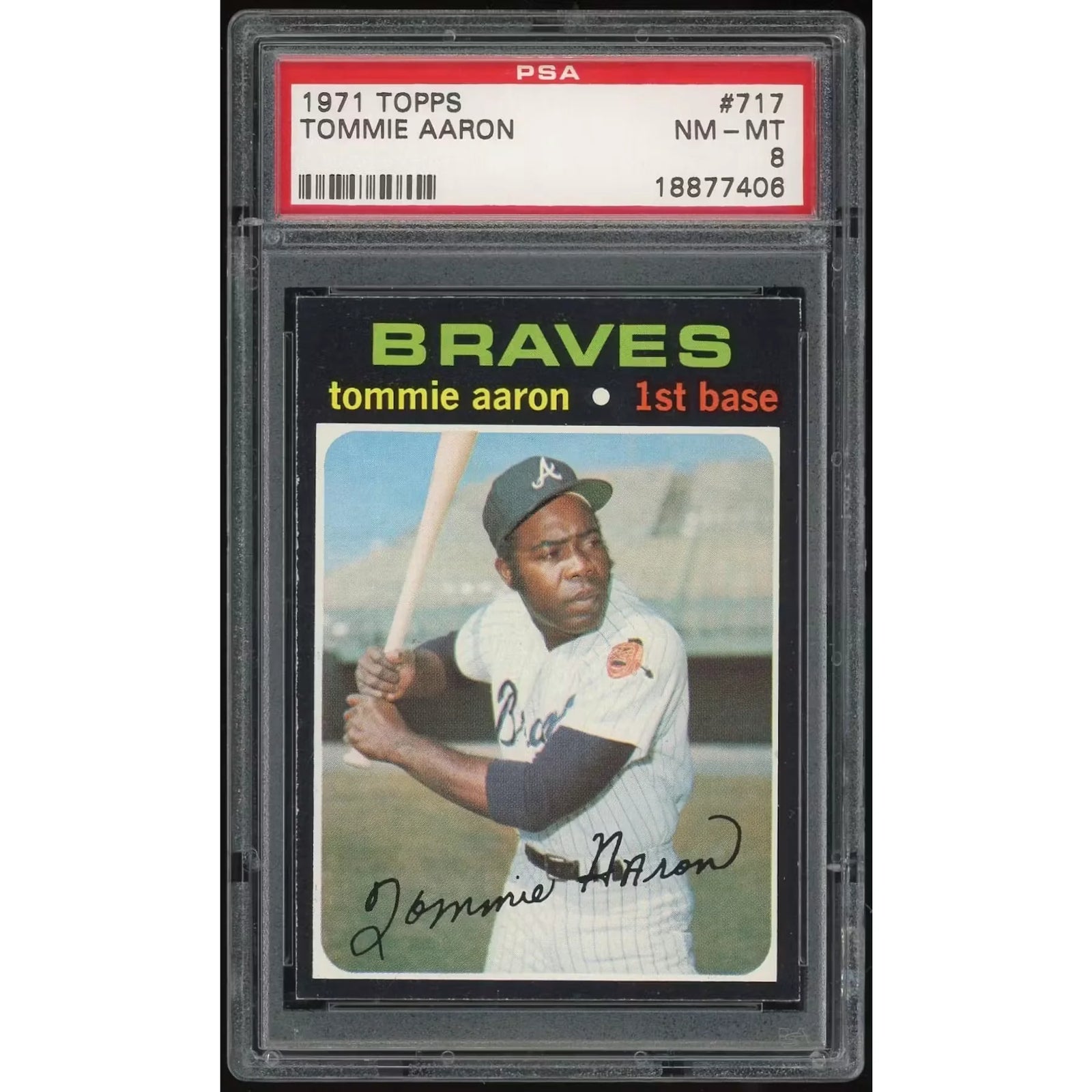 Tommie Aaron 1971 Topps #717 Baseball Card | PSA 8