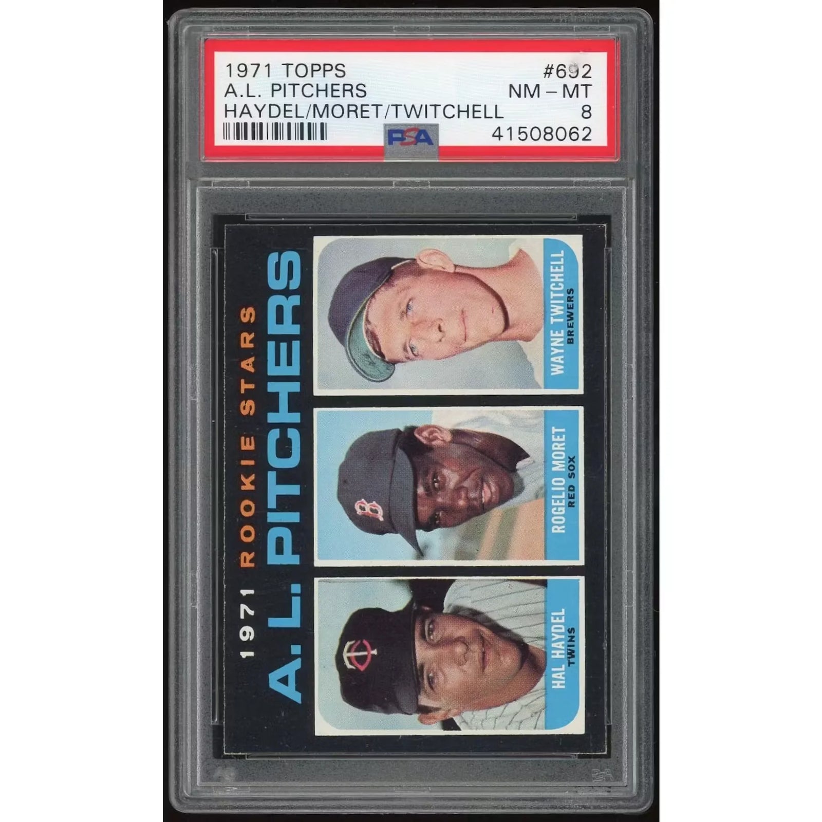 1971 Topps #692 Haydel/Moret/Twitchell Rookie Card | PSA 8