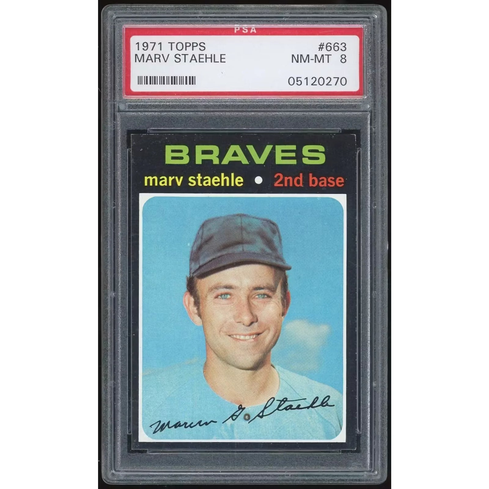 1971 Topps #663 Marv Staehle Baseball Card | PSA 8