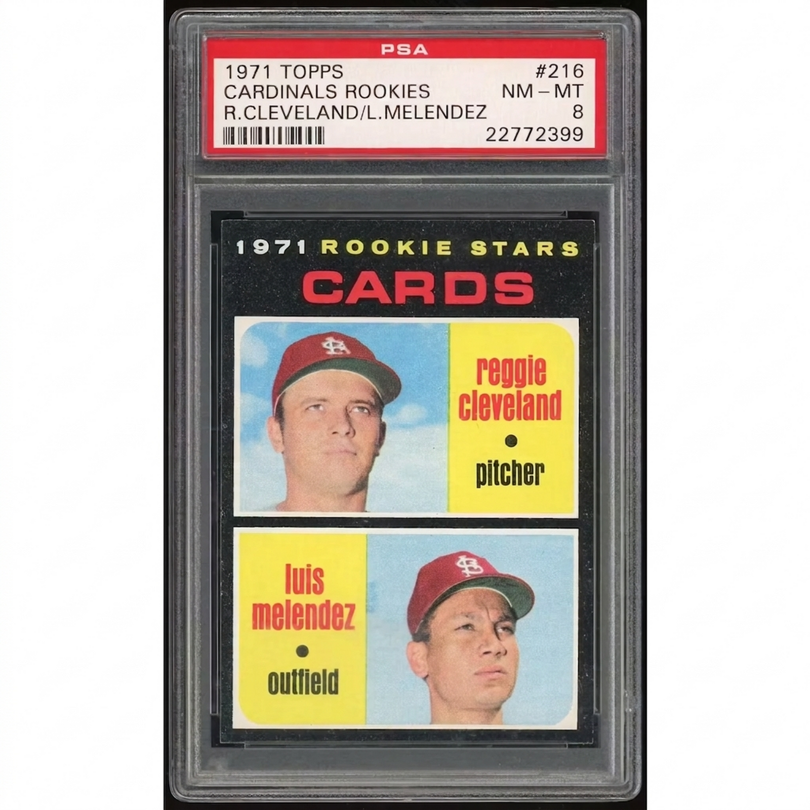 1971 Topps #216 Reggie Cleveland/Luis Melendez Rookie Card | PSA 8