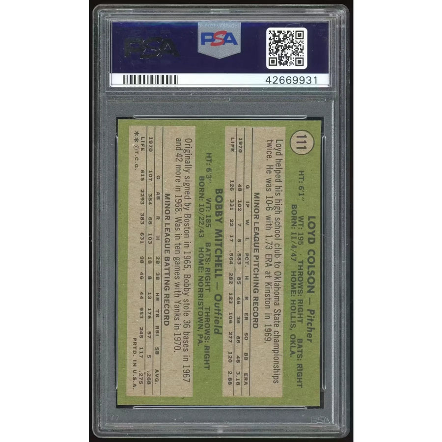 1971 Topps #111 Bobby Mitchell Rookie Card | PSA 8