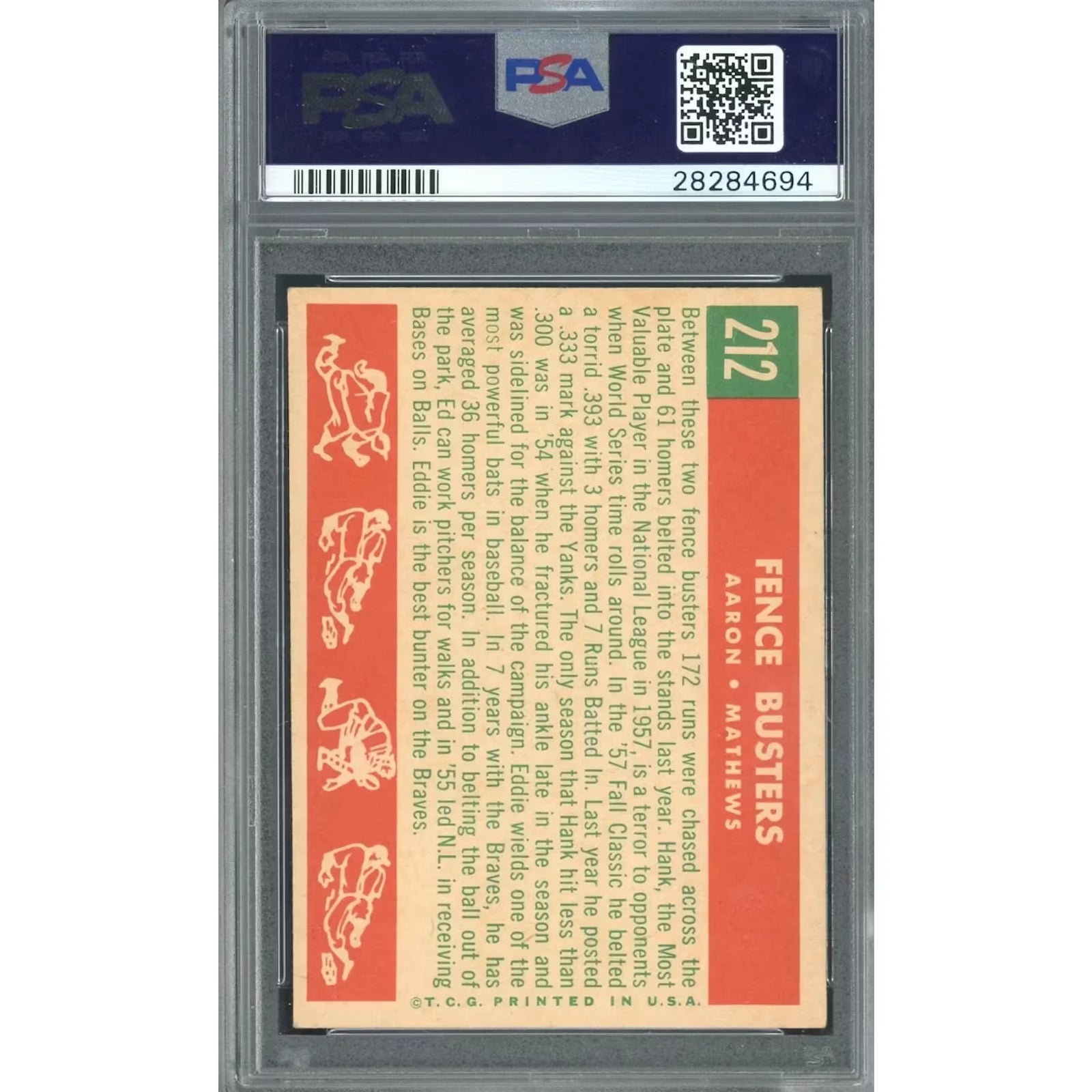 1959 Topps #212 Fence Busters Card | PSA 6