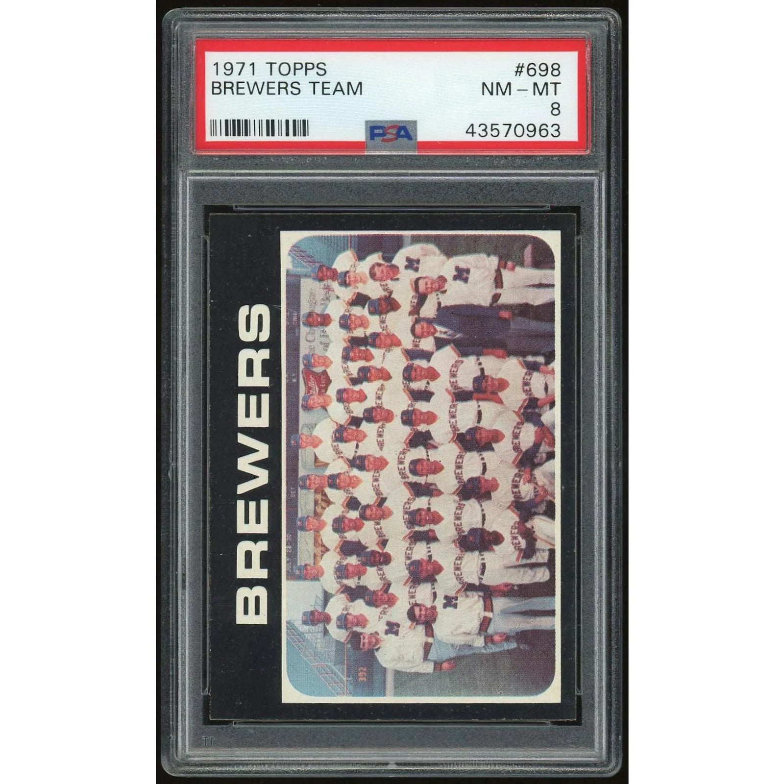 1971 Topps #698 Brewers Team Card | PSA 8