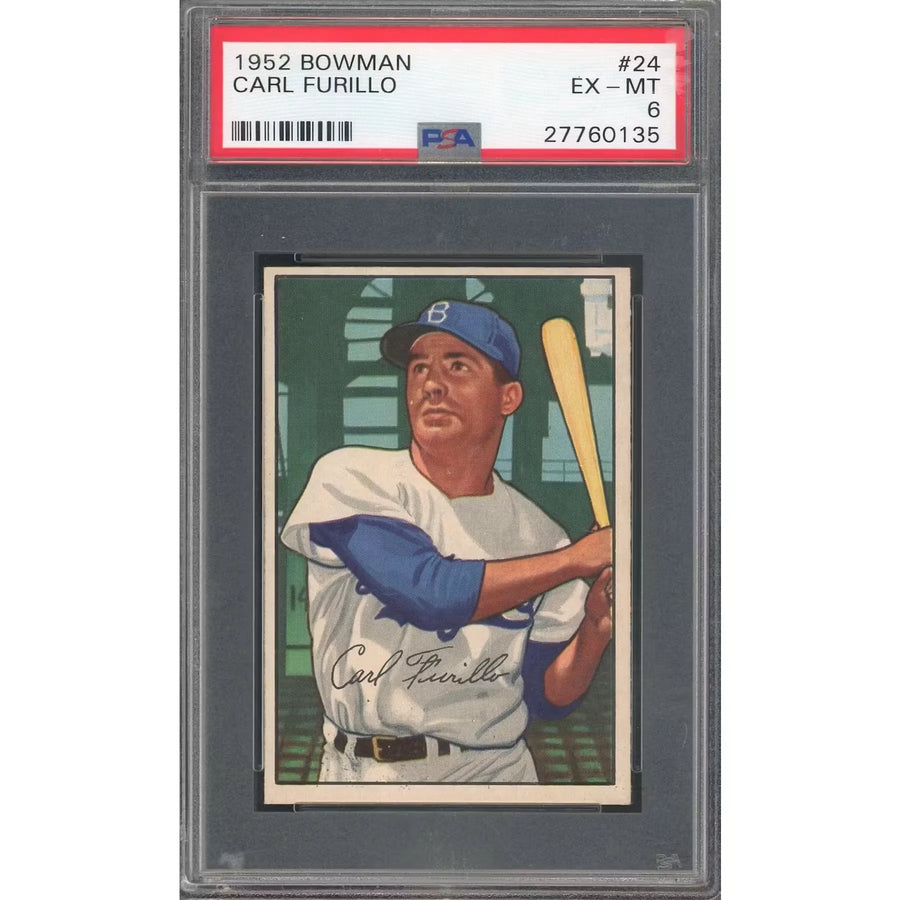 1952 Bowman #24 Carl Furillo Baseball Card | PSA 6
