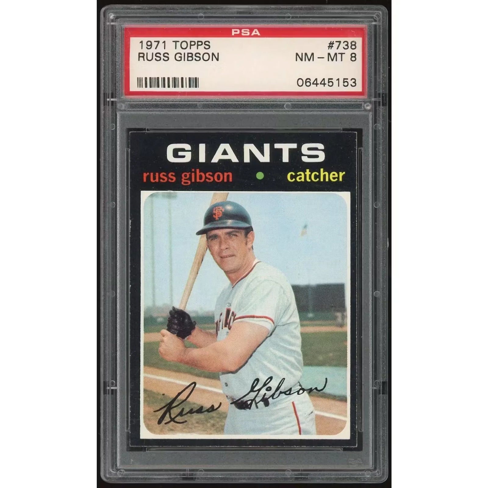 1971 Topps #738 Russ Gibson Baseball Card | PSA 8