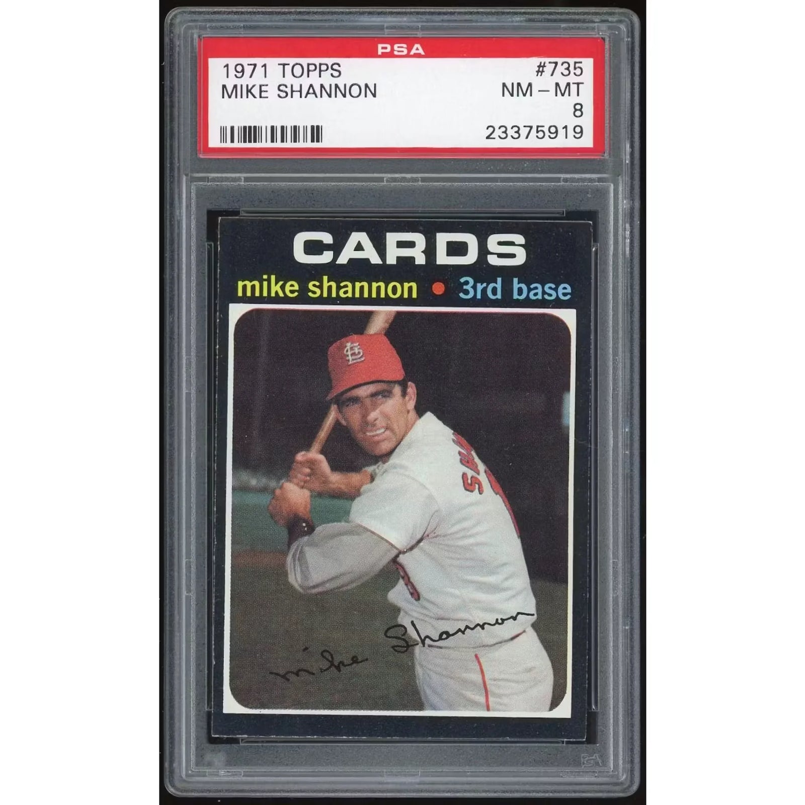 Mike Shannon 1971 Topps #735 Baseball Card | PSA 8