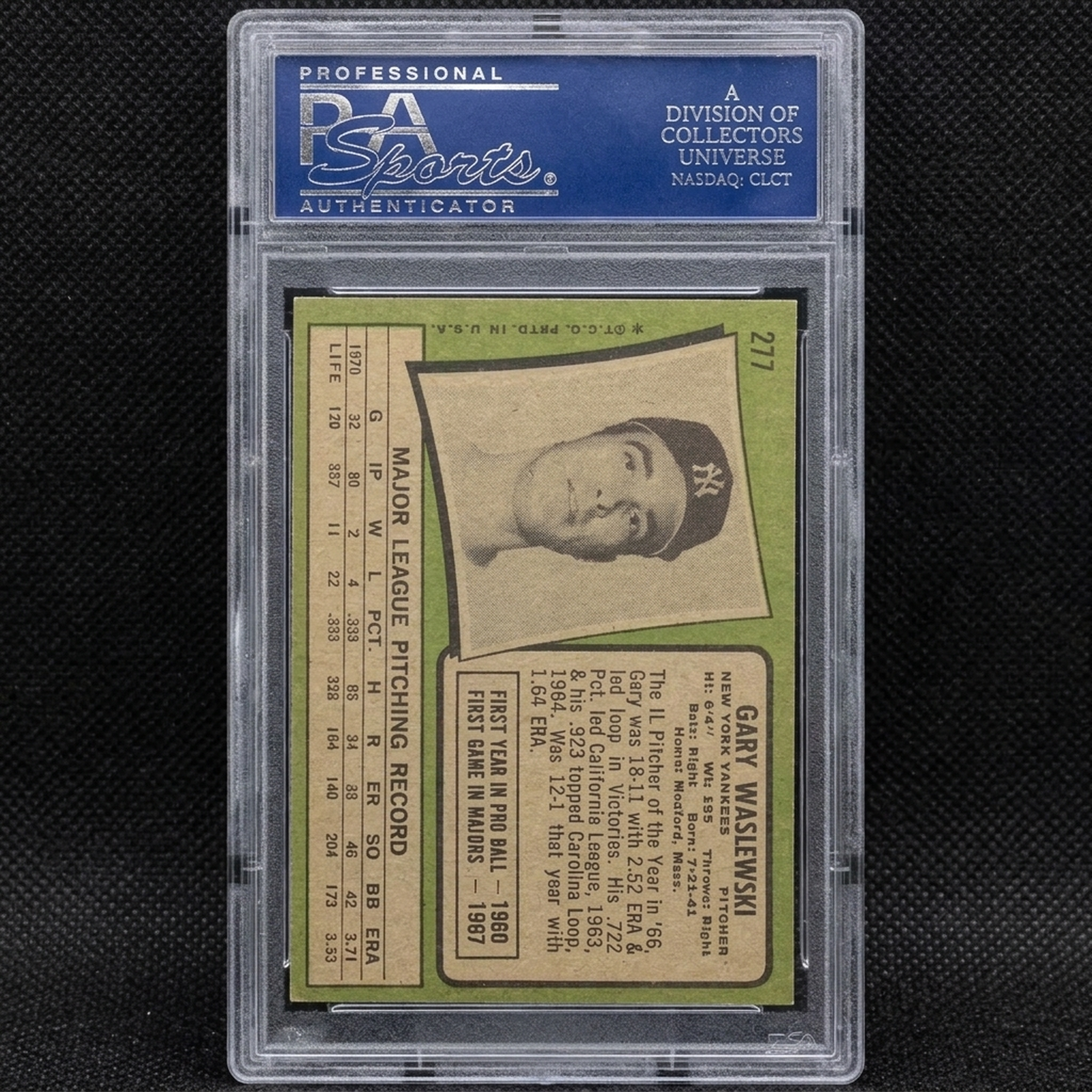 1971 Topps #277 Gary Waslewski Baseball Card | PSA 8