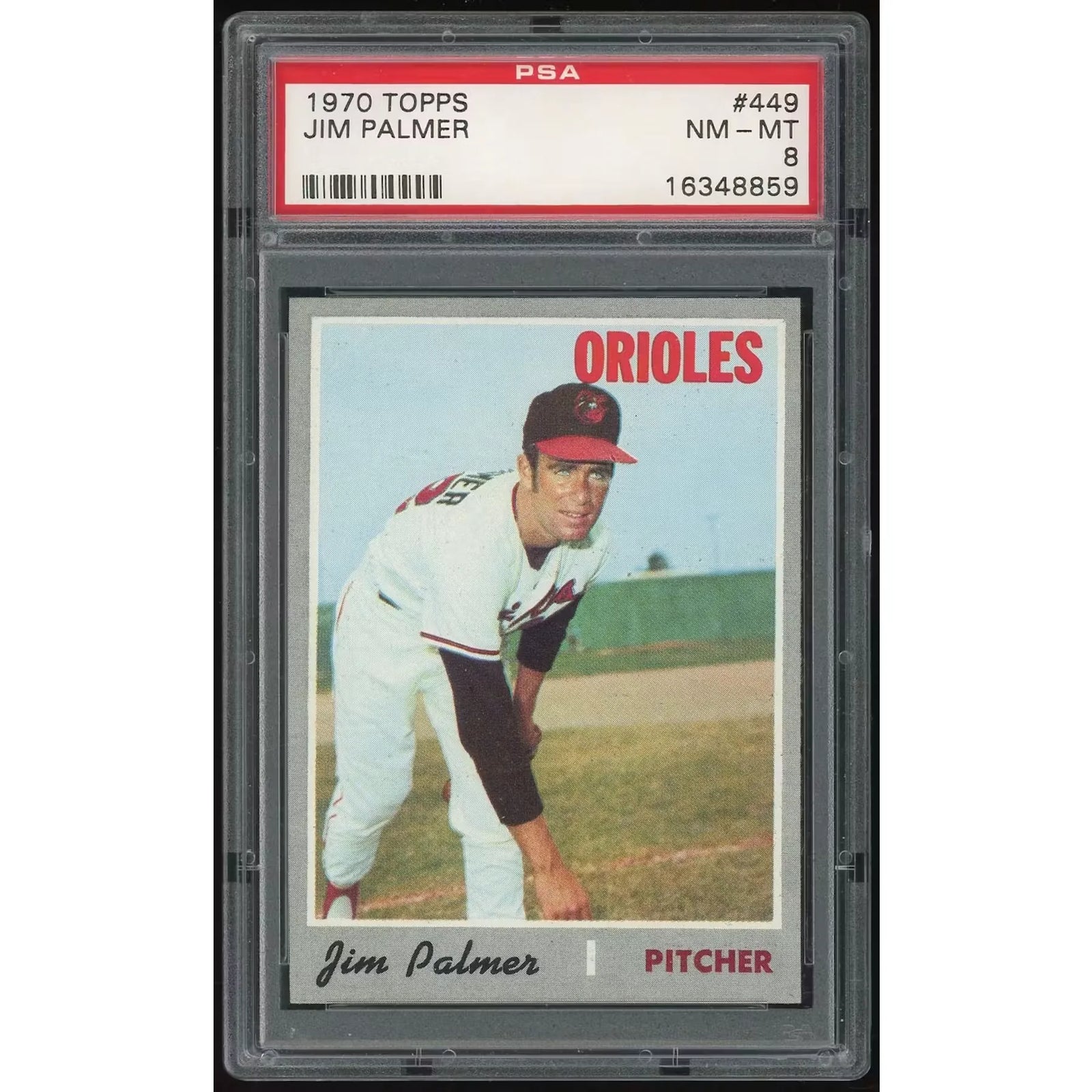 Jim Palmer 1970 Topps #449 Baseball Card | PSA 8