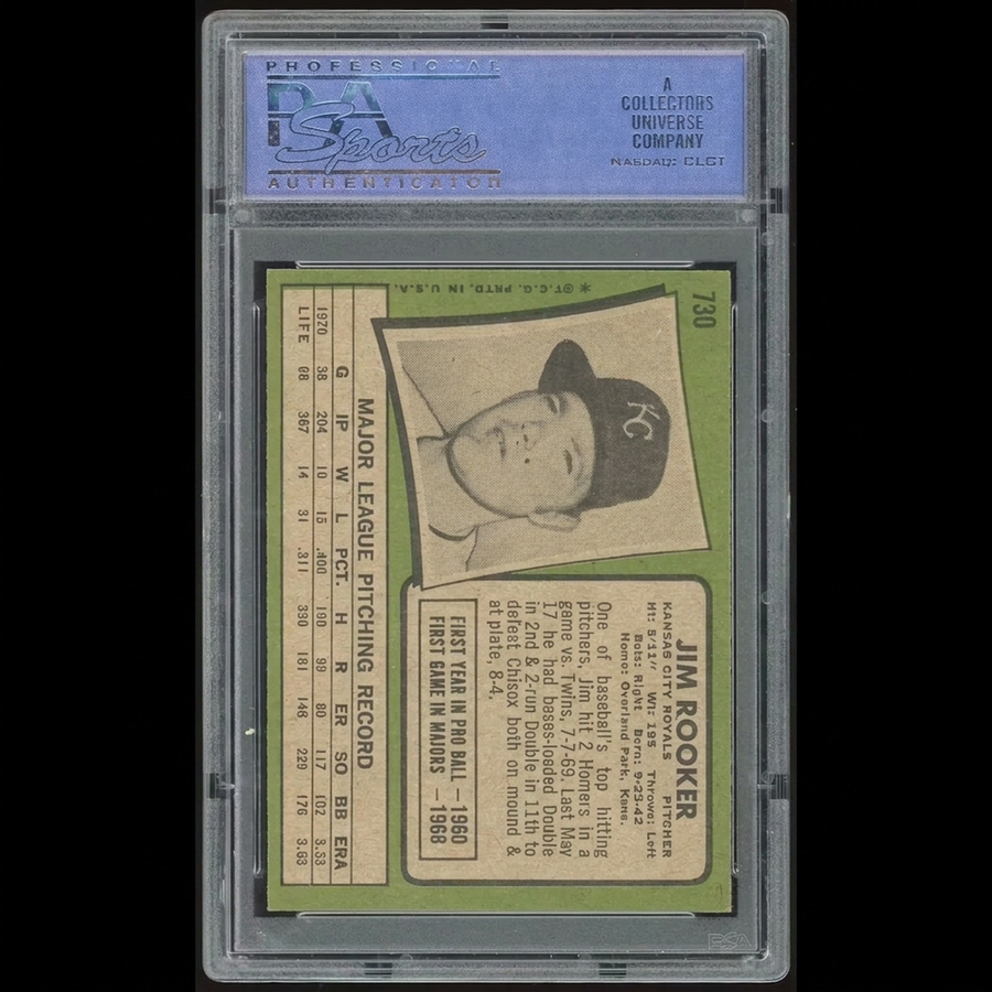 Jim Rooker 1971 Topps #730 Baseball Card | PSA 8