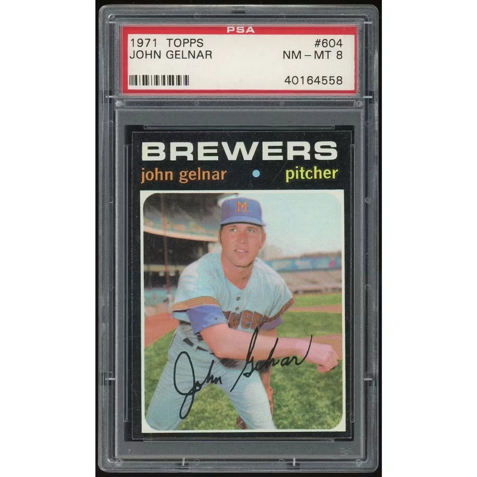 John Gelnar 1971 Topps #604 Baseball Card | PSA 8