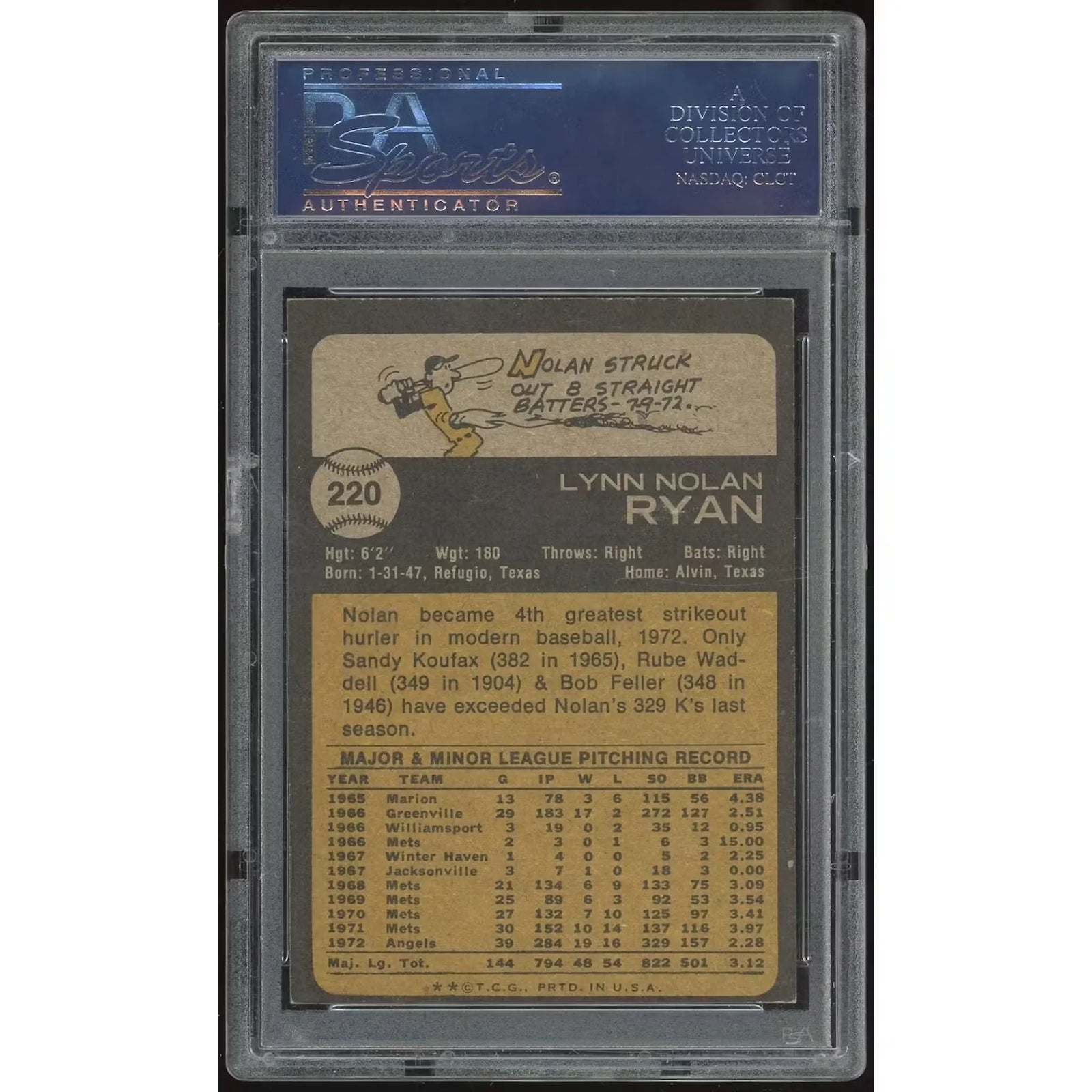 1973 Topps #220 Nolan Ryan PSA 5 *7798