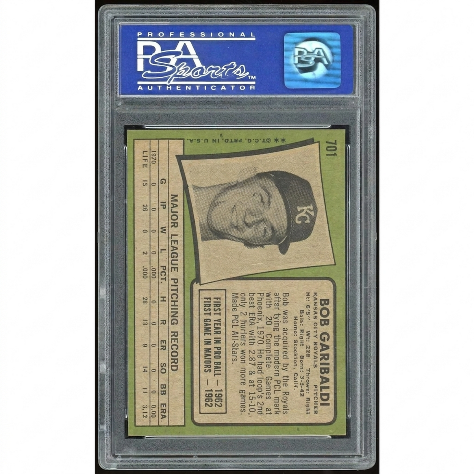 Bob Garibaldi 1971 Topps #701 Baseball Card | PSA 8