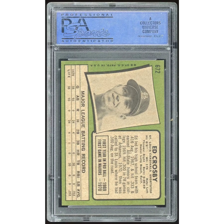 Ed Crosby 1971 Topps #672 Rookie Card | PSA 8