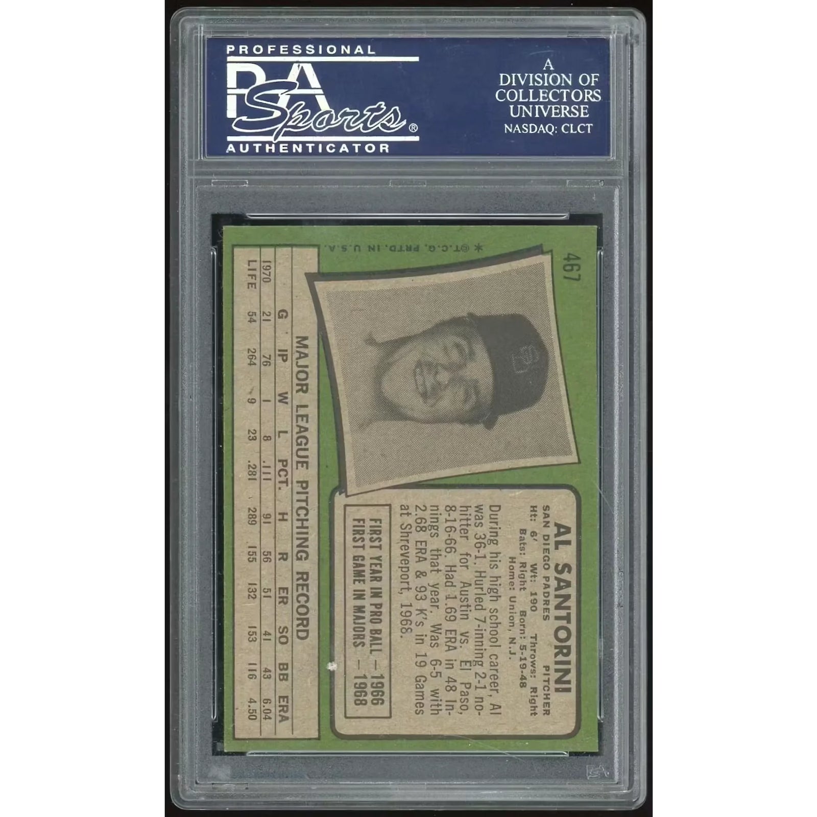 Al Santorini 1971 Topps #467 Baseball Card | PSA 8