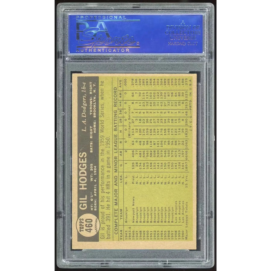 Gil Hodges 1961 Topps #460 Card | PSA 7